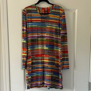 Multicolor Striped Long Sleeve Mini Dress